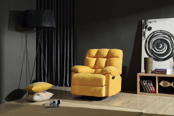English Elm Modern Yellow Padded Arm Recliner — Bright Fabric Upholstery, Padded Arms, Compact 38"H x 37"W x 39"D Comfort Seat B078108339
