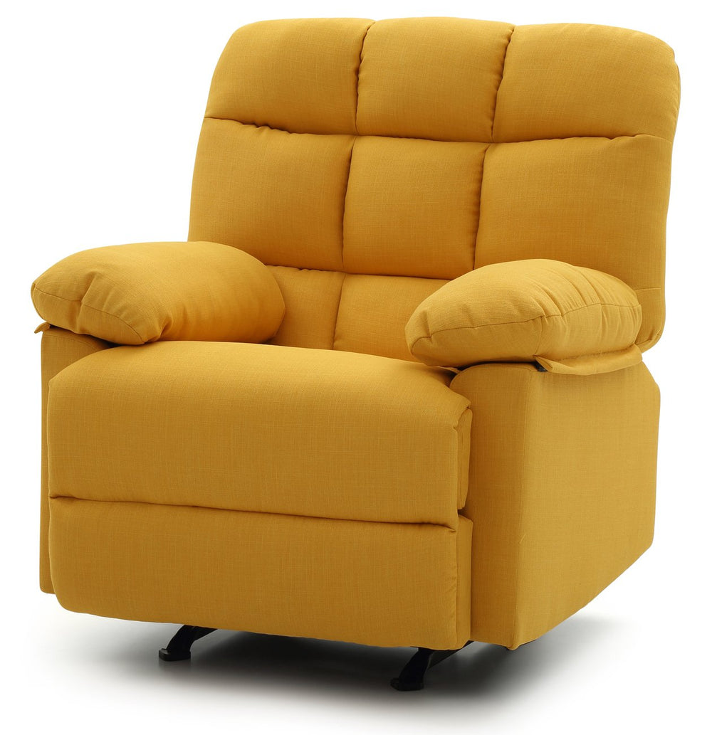 English Elm Modern Yellow Padded Arm Recliner — Bright Fabric Upholstery, Padded Arms, Compact 38"H x 37"W x 39"D Comfort Seat B078108339