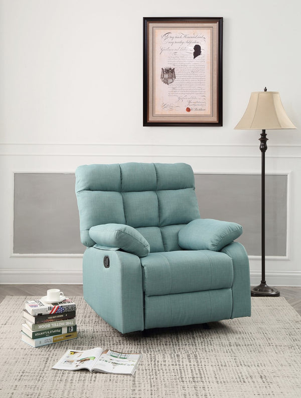 English Elm Stylish Compact Padded Armchair Recliner with Faux Leather, Padded Arms, Easy Assembly, Vibrant Accent Teal 34 L x 26 W x 30 H B078108341