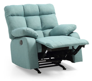 English Elm Stylish Compact Padded Armchair Recliner with Faux Leather, Padded Arms, Easy Assembly, Vibrant Accent Teal 34 L x 26 W x 30 H B078108341