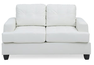 English Elm Charming White PU Transitional Loveseat — 36"H x 58"W Cozy Saddle Arms, Easy-Care Finish, Seats Two B078S00056