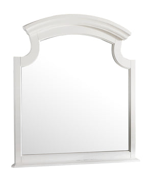 English Elm Summit G5975-M Mirror White — Carved Trim, Real Wood Veneer Finish, Low-Distortion Glass, Dresser Mount B078108352