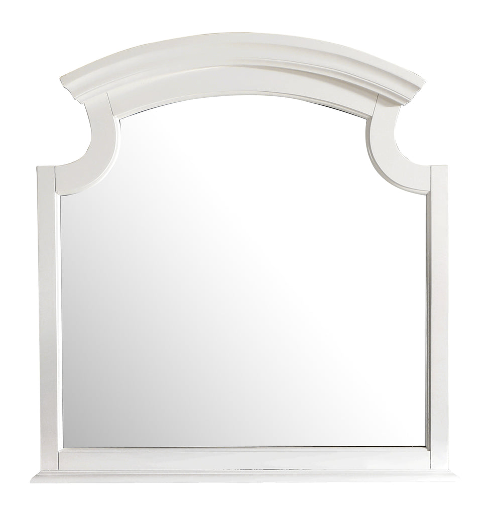 English Elm Summit G5975-M Mirror White — Carved Trim, Real Wood Veneer Finish, Low-Distortion Glass, Dresser Mount B078108352
