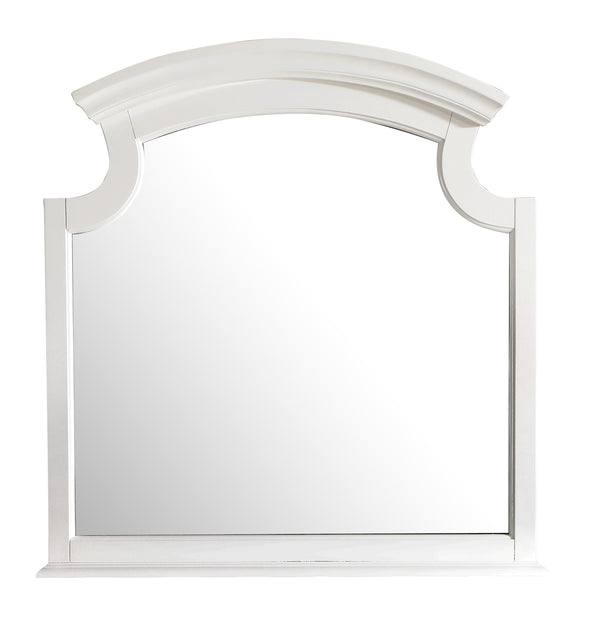 English Elm Summit G5975-M Mirror White — Carved Trim, Real Wood Veneer Finish, Low-Distortion Glass, Dresser Mount B078108352
