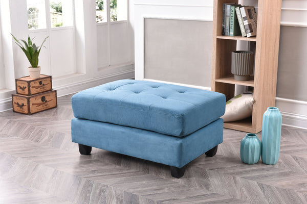 English Elm Stylish Microfiber Ottoman with Modern Profile, Easy-Clean Fabric, Compact 19"H x 38"W x 26"D Comfort Seating Aqua Blue 27 L x 38 W x 16 H B078108358