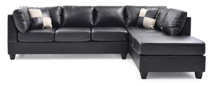 English Elm Malone G643B-Sc Black Sectional Sofa – Modern Comfort, Modular Design & Easy-Clean Pu Upholstery B078S00064