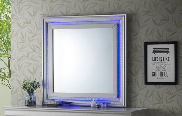 English Elm Lorana Silver Champagne Led Mirror With Textured Croc Finish – Modern Bedroom Focal Point, 41" W B078108359