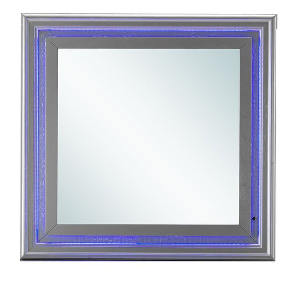 English Elm Lorana Silver Champagne Led Mirror With Textured Croc Finish – Modern Bedroom Focal Point, 41" W B078108359