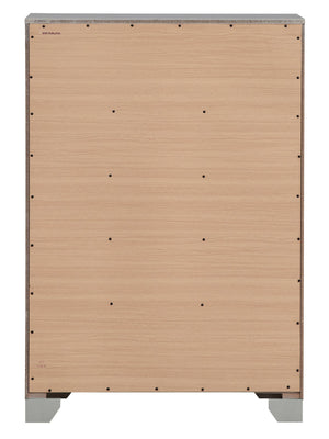 English Elm Madison Glam Dresser with Croc-Textured Embossed Wood, Mirror Accents & Jeweled Handles for Luxe Decor Champagne 20 L x 37 W x 50 H B078108366