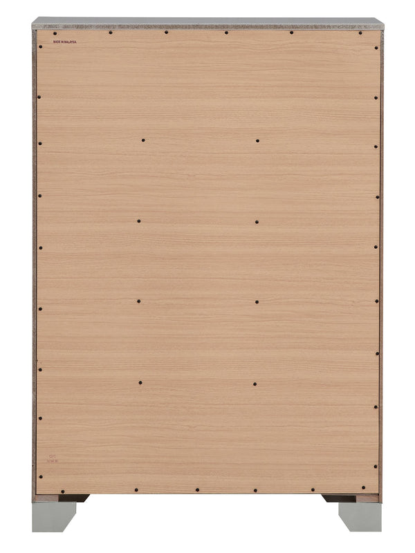 English Elm Madison Glam Dresser with Croc-Textured Embossed Wood, Mirror Accents & Jeweled Handles for Luxe Decor Champagne 20 L x 37 W x 50 H B078108366