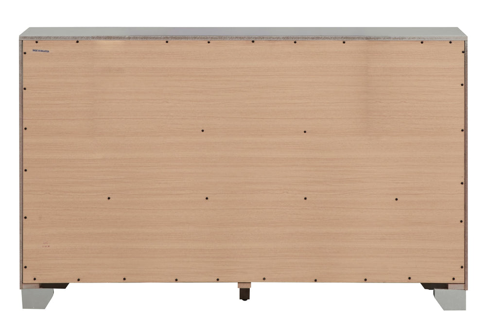 English Elm Madison Glam Dresser with Croc-Textured Embossed Wood, Mirror Accents & Jeweled Handles for Luxe Decor Champagne 20 L x 62 W x 38 H B078108367