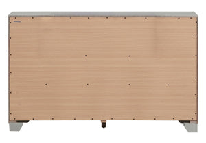 English Elm Madison Glam Dresser with Croc-Textured Embossed Wood, Mirror Accents & Jeweled Handles for Luxe Decor Champagne 20 L x 62 W x 38 H B078108367