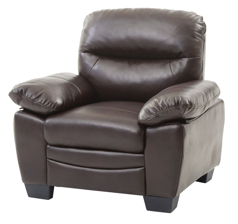 English Elm Marta PU Accent Chair with Pocket Coil Seating, Cozy Faux Leather, Removable Back for Easy Move Dark Brown 15.9 L x 38.2 W x 32.9 H B078108376
