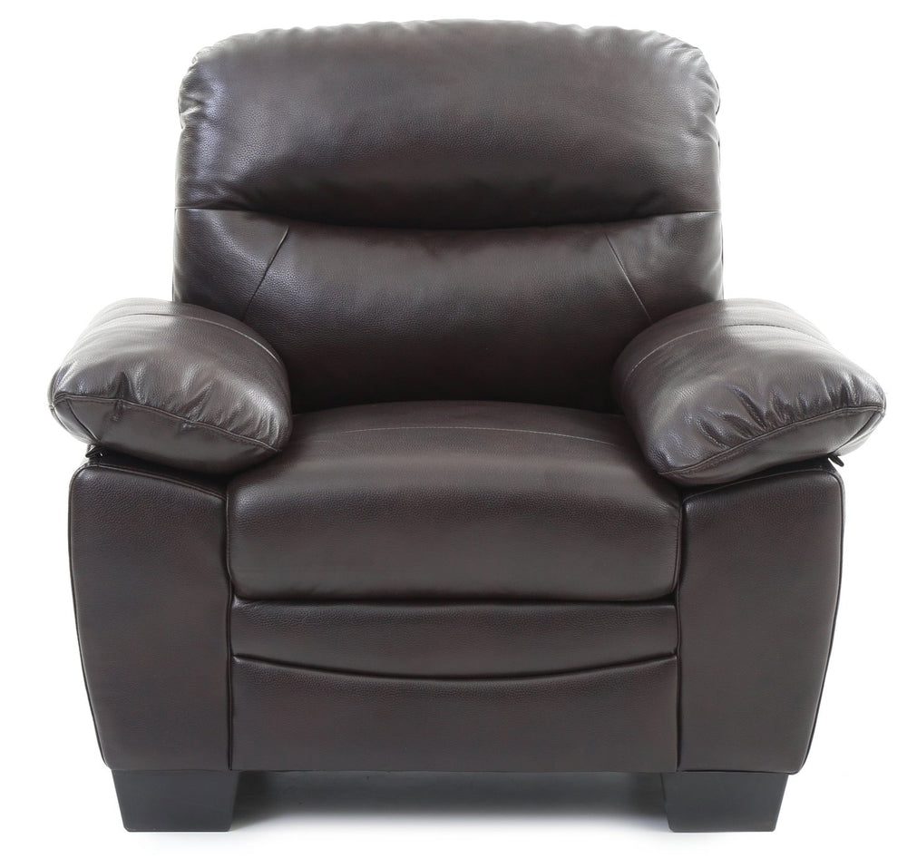 English Elm Marta PU Accent Chair with Pocket Coil Seating, Cozy Faux Leather, Removable Back for Easy Move Dark Brown 15.9 L x 38.2 W x 32.9 H B078108376