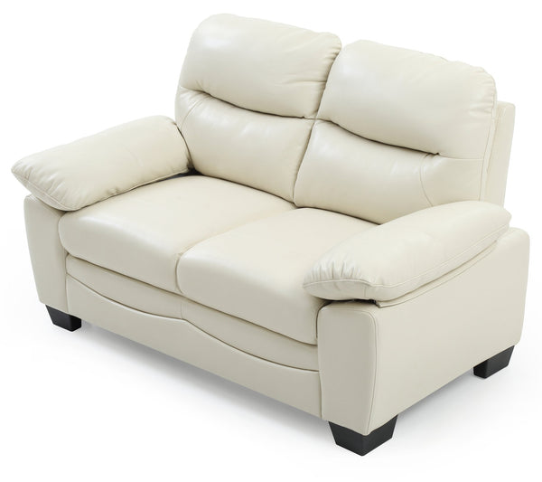 English Elm Glory Marta G674-L Loveseat with Pocket Coil Seating, PU Upholstery, Removable Backs, Durable Design Off White 15 L x 60 W x 31 H B078108380