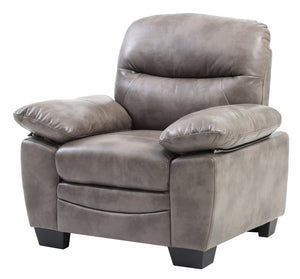 English Elm Marta PU Accent Chair with Pocket Coil Seating, Cozy Faux Leather, Removable Back for Easy Move Gray 15.9 L x 38.2 W x 32.9 H B078108382