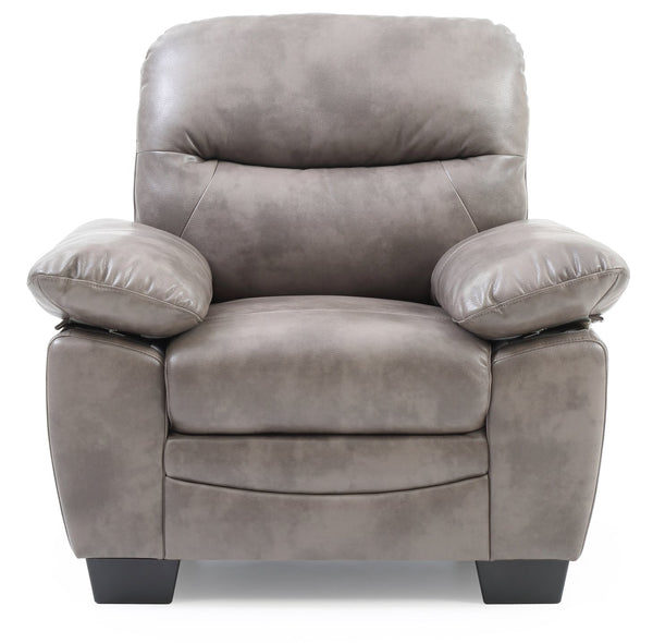 English Elm Marta PU Accent Chair with Pocket Coil Seating, Cozy Faux Leather, Removable Back for Easy Move Gray 15.9 L x 38.2 W x 32.9 H B078108382