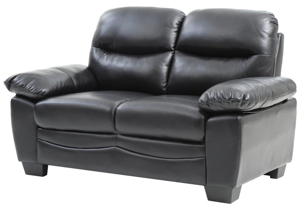 English Elm Glory Marta G674-L Loveseat with Pocket Coil Seating, PU Upholstery, Removable Backs, Durable Design Black 15 L x 60 W x 31 H B078108386