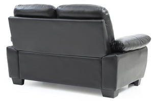 English Elm Glory Marta G674-L Loveseat with Pocket Coil Seating, PU Upholstery, Removable Backs, Durable Design Black 15 L x 60 W x 31 H B078108386