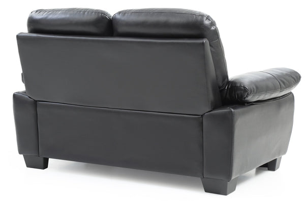 English Elm Glory Marta G674-L Loveseat with Pocket Coil Seating, PU Upholstery, Removable Backs, Durable Design Black 15 L x 60 W x 31 H B078108386