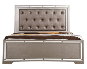 English Elm Alana Full Bed with Mirrored Accents for Elegant Bedroom Depth and Modern Reflective Style Champagne 83.46 L x 9.84 W x 4.92 H B078S00457