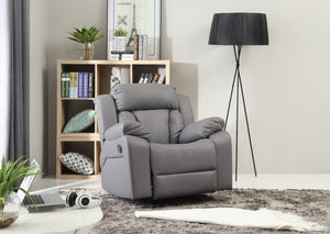 English Elm Stylish Compact Padded Armchair Recliner with Faux Leather, Padded Arms, Easy Assembly, Vibrant Accent Gray 26 L x 39 W x 30 H B078108391