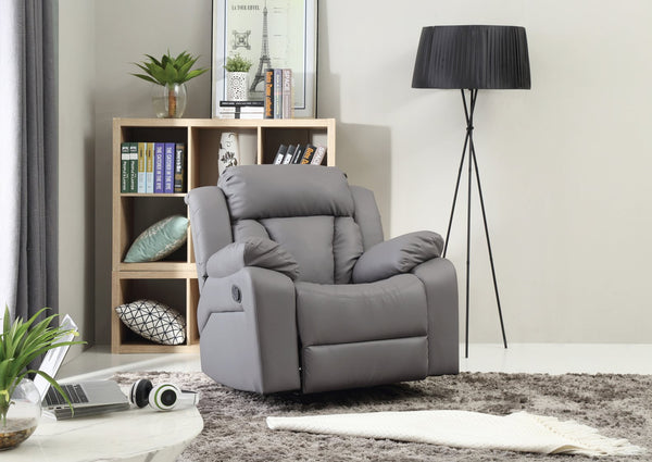 English Elm Stylish Compact Padded Armchair Recliner with Faux Leather, Padded Arms, Easy Assembly, Vibrant Accent Gray 26 L x 39 W x 30 H B078108391