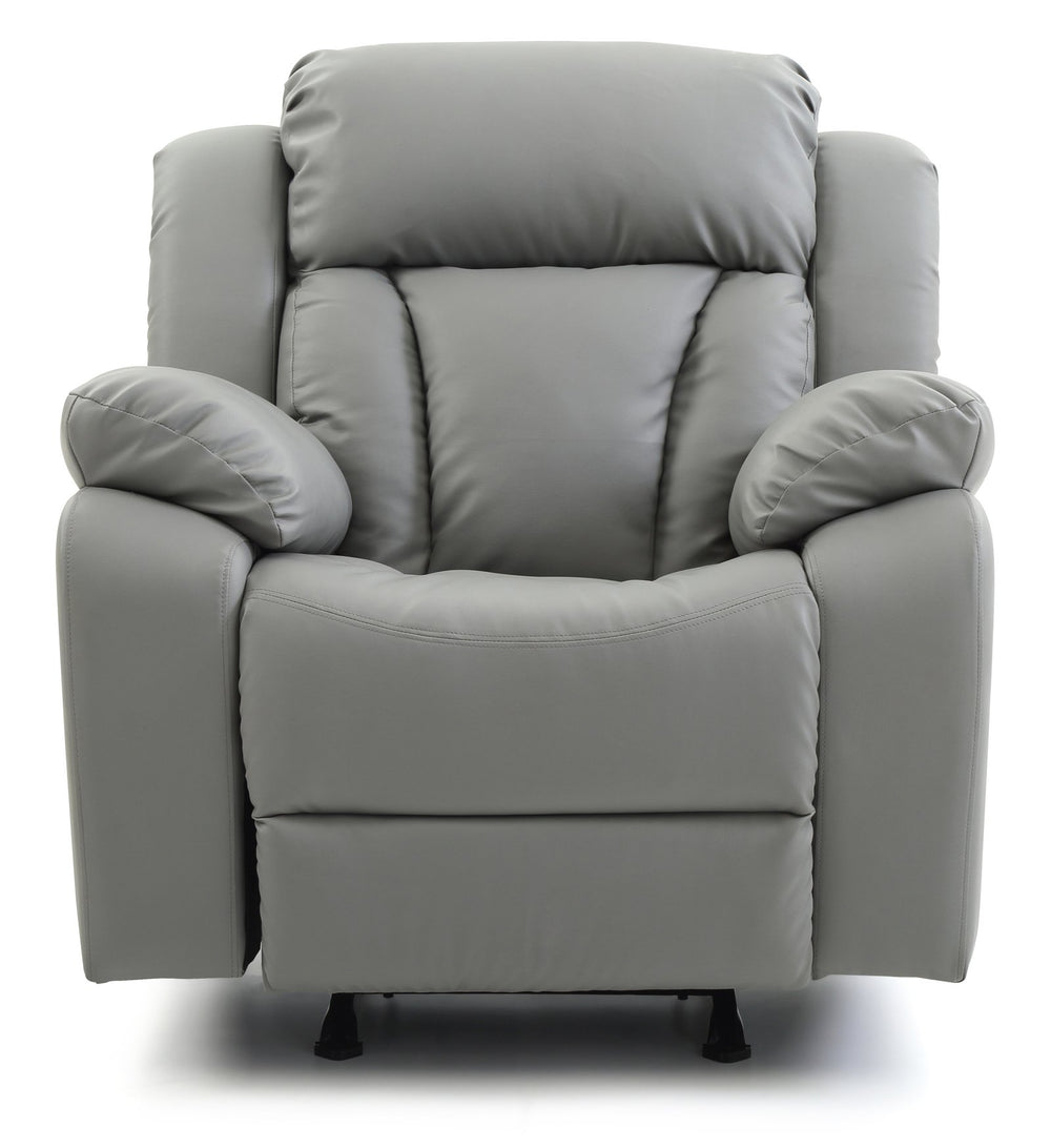 English Elm Stylish Compact Padded Armchair Recliner with Faux Leather, Padded Arms, Easy Assembly, Vibrant Accent Gray 26 L x 39 W x 30 H B078108391