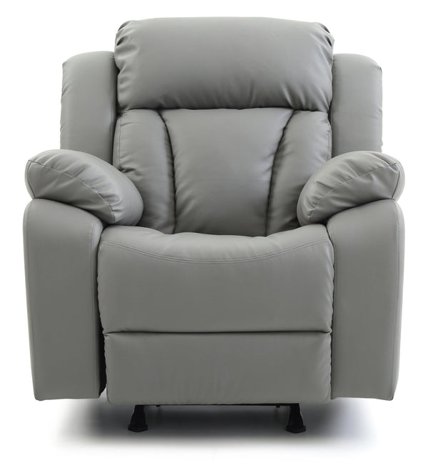 English Elm Stylish Compact Padded Armchair Recliner with Faux Leather, Padded Arms, Easy Assembly, Vibrant Accent Gray 26 L x 39 W x 30 H B078108391