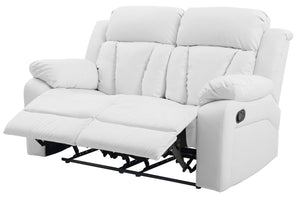 English Elm Glory Daria G682-RL Reclining Loveseat with Channel Tufted Back, PU Upholstery, Durable Comfort White 26 L x 63 W x 30 H B078108395