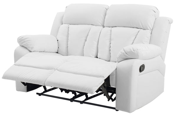 English Elm Glory Daria G682-RL Reclining Loveseat with Channel Tufted Back, PU Upholstery, Durable Comfort White 26 L x 63 W x 30 H B078108395
