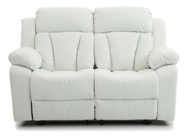 English Elm Glory Daria G682-RL Reclining Loveseat with Channel Tufted Back, PU Upholstery, Durable Comfort White 26 L x 63 W x 30 H B078108395
