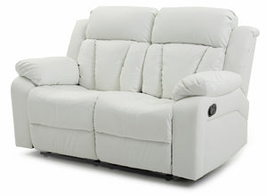 English Elm Glory Daria G682-RL Reclining Loveseat with Channel Tufted Back, PU Upholstery, Durable Comfort White 26 L x 63 W x 30 H B078108395