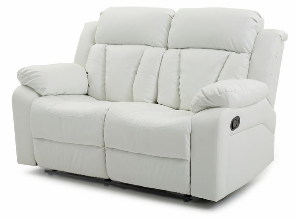 English Elm Glory Daria G682-RL Reclining Loveseat with Channel Tufted Back, PU Upholstery, Durable Comfort White 26 L x 63 W x 30 H B078108395