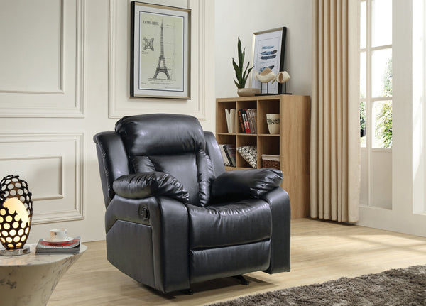 English Elm Elegant PU Recliner Chair with Padded Arms and Compact 41"H x 38"W x 37"D Comfort for Small Spaces Black 26 L x 39 W x 30 H B078108397