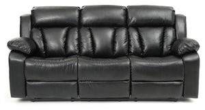 English Elm Glory Daria G682-RL Reclining Loveseat with Channel Tufted Back, PU Upholstery, Durable Comfort Black 26 L x 86 W x 30 H B078108399