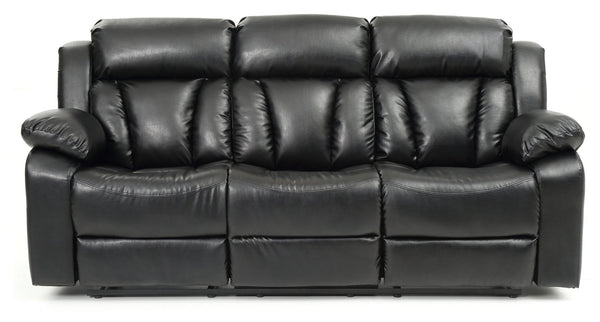English Elm Glory Daria G682-RL Reclining Loveseat with Channel Tufted Back, PU Upholstery, Durable Comfort Black 26 L x 86 W x 30 H B078108399