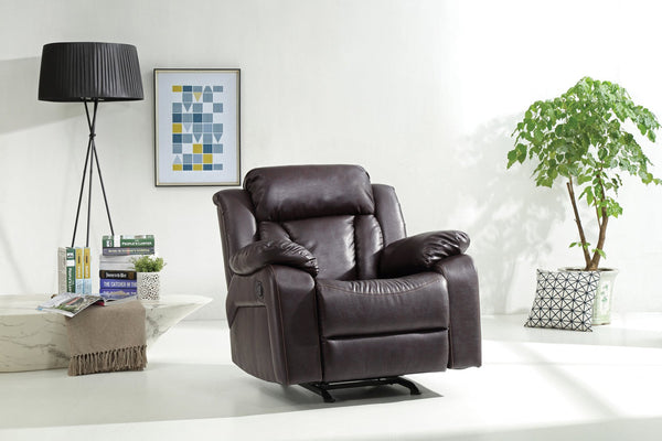English Elm Cozy PU Rocker Recliner Dark Brown with Padded Arms, Easy Recline & Simple Assembly, 41"H x 38"W x 37"D B078108400