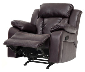 English Elm Cozy PU Rocker Recliner Dark Brown with Padded Arms, Easy Recline & Simple Assembly, 41"H x 38"W x 37"D B078108400