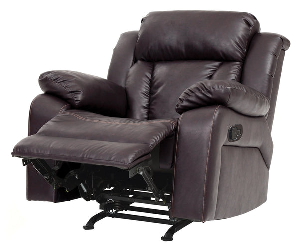 English Elm Cozy PU Rocker Recliner Dark Brown with Padded Arms, Easy Recline & Simple Assembly, 41"H x 38"W x 37"D B078108400