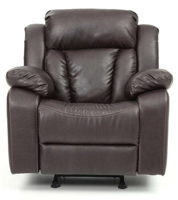 English Elm Cozy PU Rocker Recliner Dark Brown with Padded Arms, Easy Recline & Simple Assembly, 41"H x 38"W x 37"D B078108400