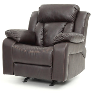 English Elm Cozy PU Rocker Recliner Dark Brown with Padded Arms, Easy Recline & Simple Assembly, 41"H x 38"W x 37"D B078108400