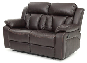 English Elm Glory PU Reclining Loveseat with Channel Tufted Back for Lumbar Support and Compact Spaces Comfort Dark Brown 26 L x 63 W x 30 H B078108401