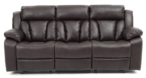 English Elm Daria G686-RS Dark Brown Reclining Sofa with Channel Tufted Back, PU, Handle-Release, 85"W x 41"H B078108402