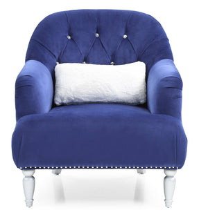 English Elm Charming Velvet Blue Armchair with Recessed Arms, No Assembly, 35"H x 32"W x 37"D — Cozy Classic Seat B078108406