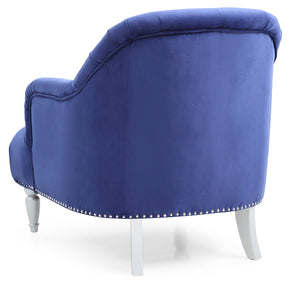 English Elm Charming Velvet Blue Armchair with Recessed Arms, No Assembly, 35"H x 32"W x 37"D — Cozy Classic Seat B078108406