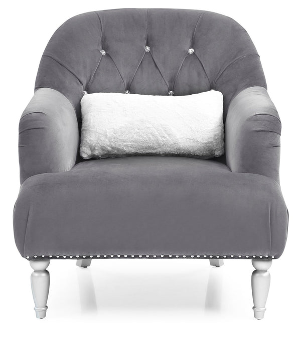 English Elm Elegant Velvet Traditional Armchair with Recessed Arms, Plush Seat Comfort, No Assembly Required Gray 29.5 L x 33 W x 38 H B078108409