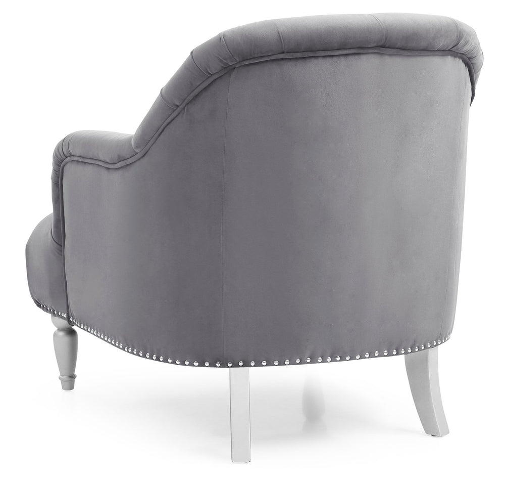 English Elm Elegant Velvet Traditional Armchair with Recessed Arms, Plush Seat Comfort, No Assembly Required Gray 29.5 L x 33 W x 38 H B078108409