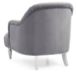 English Elm Elegant Velvet Traditional Armchair with Recessed Arms, Plush Seat Comfort, No Assembly Required Gray 29.5 L x 33 W x 38 H B078108409