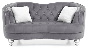 English Elm Charming Velvet Traditional Loveseat with Recessed Arms, 35"H x 71"W, 16" Seat Depth for Cozy Two-Seater Gray 30 L x 71.5 W x 37.5 H B078108410